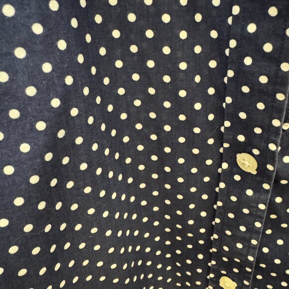 Lauren Ralph Lauren Navy & White Polka Dot Button-Up Blouse Size Large - Picture 5 of 10